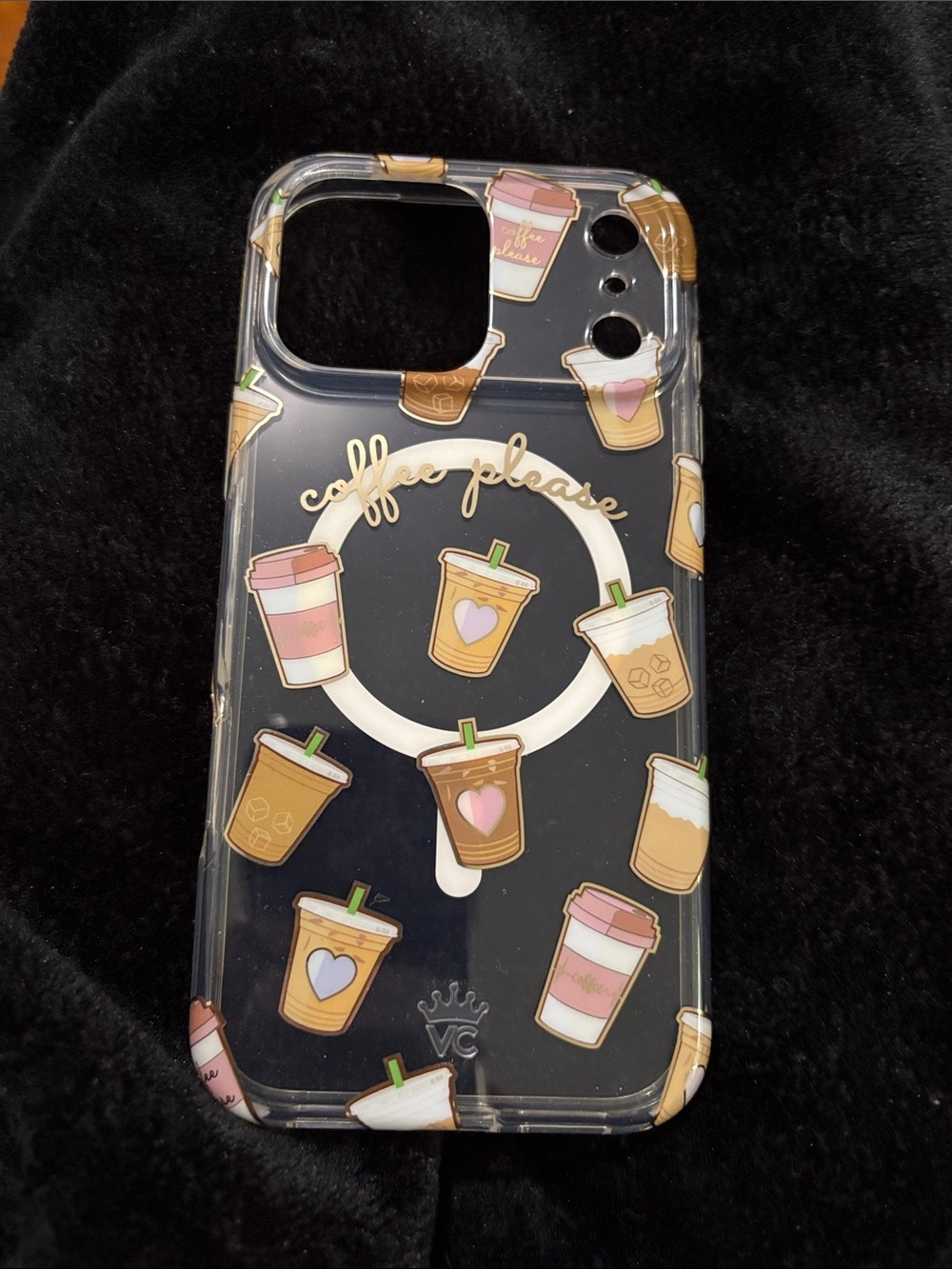 Velvet caviar Clear Coffee Pattern Phone Case with Ring Holder - Pink & Brown